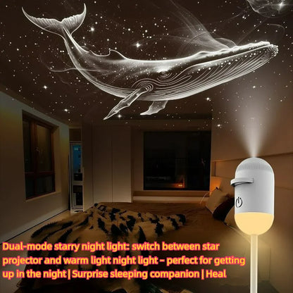 2-in-1 Mini Galaxy Star Projector Night Light with Starry Sky Ambient Light
